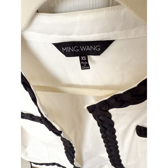 Ming Wang Braided Cotton-Blend White Crop Jacket size XS - Picture 3 of 4